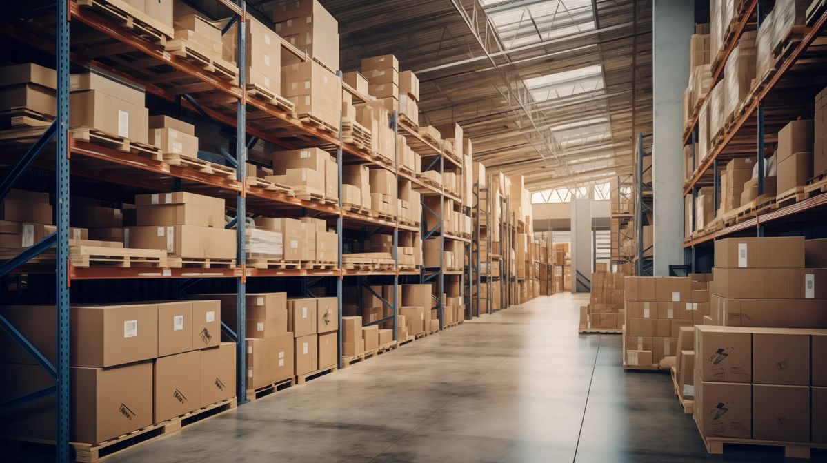 Nada Aljazera warehouse racking stocked with cartons